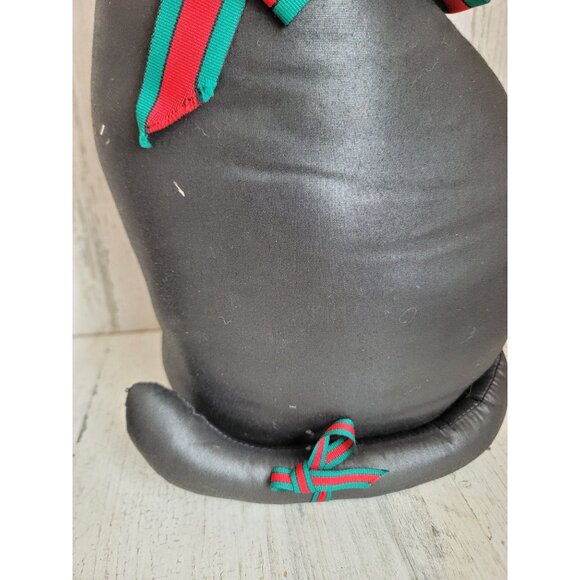Vintage plush black tuxedo Cat santa claus hat home decor xmas - Picture 2 of 6